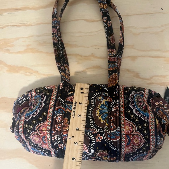 Vera Bradley Quilted Handbag Black w/Fall Colorful Paisley  Design - Picture 7 of 8